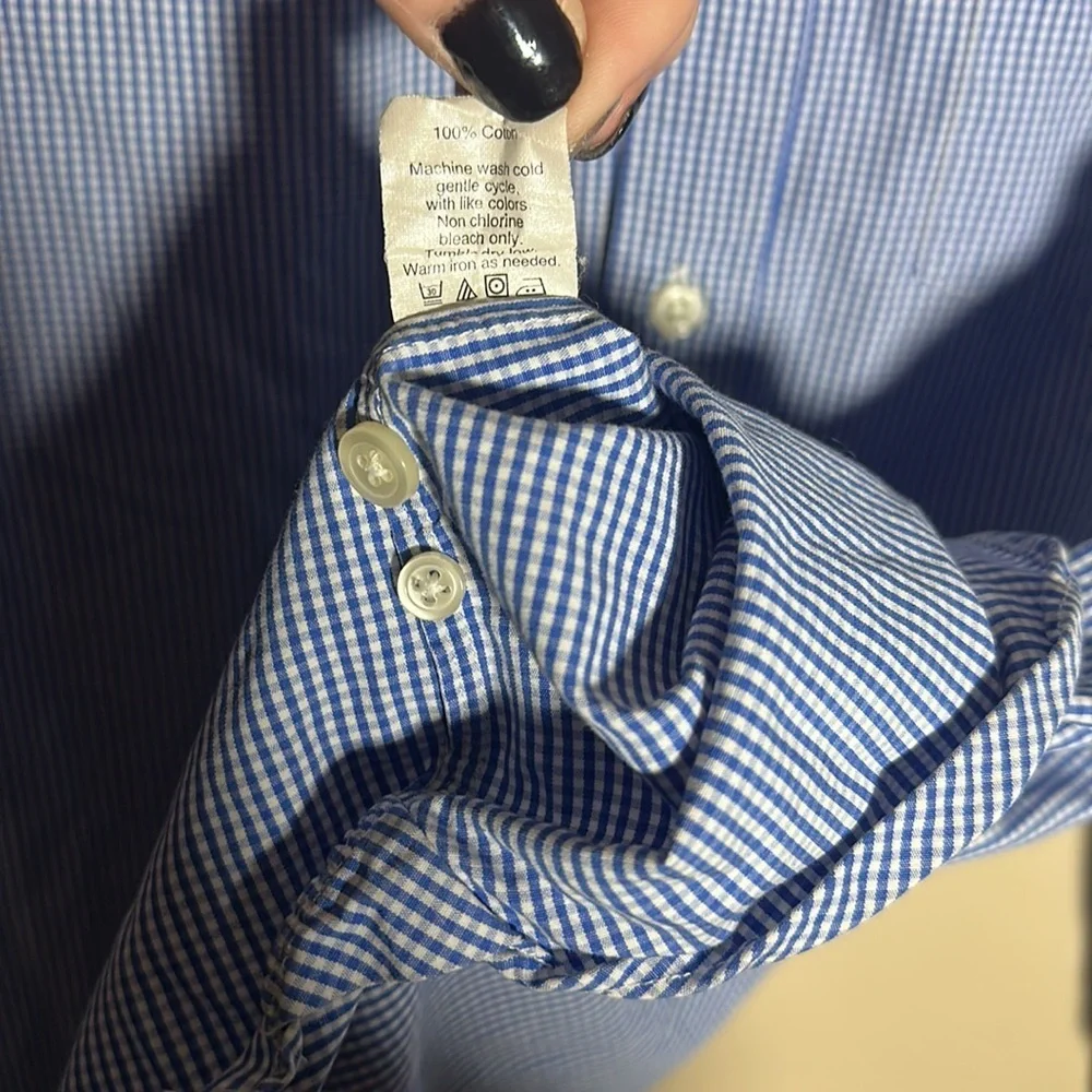 J Crew Haberdashery 80s 2 Ply Blue‎ White Button Down Shirt | 15-15 1/2